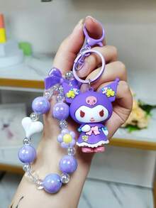 1pc Cartoon Flower Beaded Sanrio Keychain Doll Pendant Hello Kitty Phone Chain Bag Charm Kuromi Beaded Chain - Multicolor - View 18