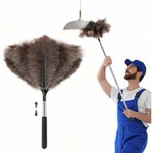 Retractable Reusable Feather Duster Cleaning Tool, Suitable For Cleaning Ceilings, Blinds, Furniture, Cars, Etc., Edge Brush, Cleaning Supplies - Dark Gray - View 2