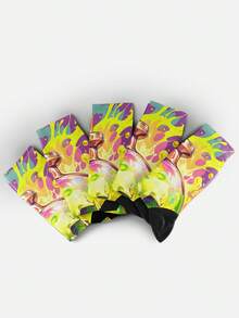 Cool 360° Printed Men's Socks - Streetwear Socks,Colorful Flower Skull,Undead Art Style,Colorful,Funny Socks, Fit Daily, Holiday & Party Occasions - Green - View 6