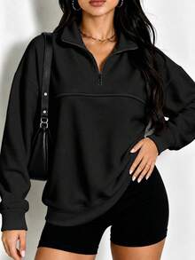 Women's Plus Size Solid Color Knit Fabric T-Shirt, Vacation Beach Summer Casual Black - Black - View 1