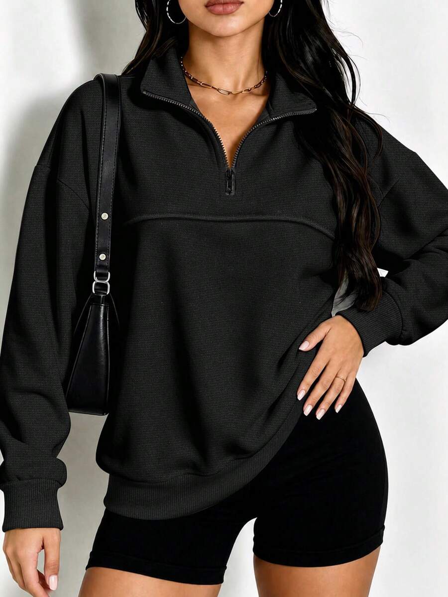 Women's Plus Size Solid Color Knit Fabric T-Shirt, Vacation Beach Summer Casual Black - Black - View 1