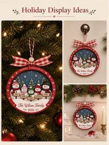 Custom Snowman Christmas Ornament, Festive Tree Hanging Decor, Personalized Family Name Holiday Keepsake, Farmhouse Home Decor, Customized 2-5 Names Christmas Tree Decoration, Customizable Christmas Gift For Family, Family Decoration, Merry Christmas - Style B - View 6