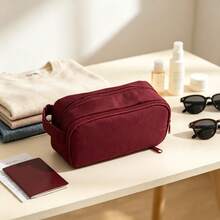1 Double-Layer Large Capacity Pencil Case - Portable Travel Cosmetic Storage Bag, Multi-Compartment Interior, High-Value Pencil Stationery Storage Box, Back To School Essential, Handheld Pencil Bag, New Niche With Unique Design, Minimalist Stationery Supplies - Double-layer Pencil Case - View 3