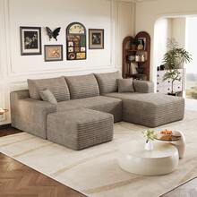 Camel 4 Seat Sofa - Modern L Shape Fabric Sofa For Living Room - 駱駝色 4 人座 - 查看 5