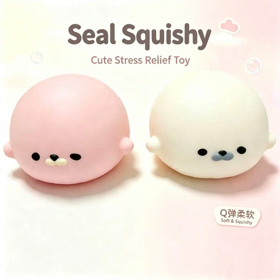 1PC 8cm Rounded Shape Squishy Toy, Super Soft Moist Slow Rebound Stress Relief Sensory Fidget Toy For Adults & Teens, Desktop Decor Home Office, Gift For Birthday Halloween Christmas - Multicolor - View 1