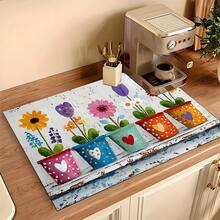 (Hot !!) 1pc Colorful Floral Pattern, 2D Printed Flat Stove Mat, Rubber Non-Slip Heat-Resistant Stove Cover Pad, Suitable For Induction Cooktop, Glass Stove, Multi-Functional Scratch-Resistant Mat, Best Choice For Oven, Washing Machine, Dryer, Kitchen Decor - Multicolor - View 15