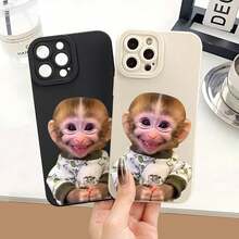 Protect Your Phone Soft Couple Phone Case With Creative Cute Monkey Treasure Pattern UV Printing For IPhone 17 17Air 17 Pro Max 16 15 11 12 13 14 Pro Max XR X/ XS 7 8 Plus 16E, Lightweight And Durable, Stylish Appearance, High-Quality Gift, Stylish - Black - View 2