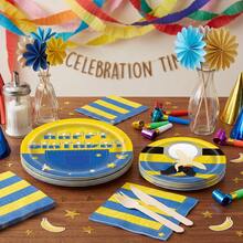 10/20/40pcs Cartoon Mini Jeans Disposable Paper Plates, Yellow Cartoon Banana Happy Birthday Print, 7 Inch And 9 Inch Party Plates, Suitable For Birthday Party, Cartoon Theme Party, Summer Pool Party, Afternoon Tea And Holiday Celebration Table Decor - Multicolor - View 5