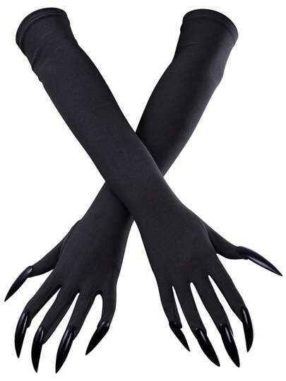 1 Pair Halloween Claw Gloves Long Gloves With Scary Nails Halloween Costume Accessories For Women Party Supplies
