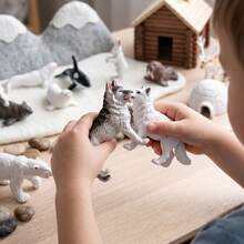 1 Set Mini Realistic Arctic Animal Model Set, Polar Bear, Beluga Whale, Orca, Reindeer, Rabbit, Wolf, Children's Early Education Cognitive Toy - 彩色 - 查看 3
