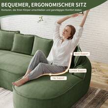 Chaise Lounge Green Made Of Chenille For Living Room And Relaxation Area - Green 3 Seat - 查看 6
