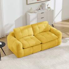 2 Seat Modular Sofa Yellow Chenille – Easy Assembly For Living Room And Lounge - 黃色雙座 - 查看 1