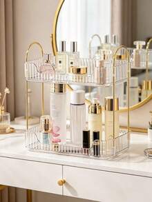 1 buah Rak Penyimpanan Kamar Mandi Bertingkat, Organizer Kosmetik Plastik Gaya Nordik, Rak Kamar Tidur Mewah, Tempat Parfum dan Makeup Meja Rias, Finishing Emas Elegan - MultiWarna - View 3