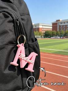 1pc 3D Printed Personalized Custom Letter Name Keychain, Capital Initial Overlaid With Full Name, Distinct Color Layers, Suitable For Students, Couples And Friends, Backpack Bag Charm, Birthday Gift, Back To School Gift, Y3K Aesthetic - Black - View 12