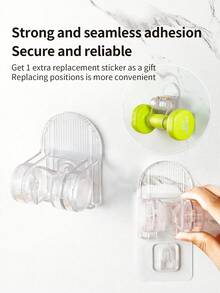 1pc Adjustable Transparent ABS Shower Head Holder Set, Waterproof No-Drill, Includes 1pc Strong Traceless Adhesive Sticker, Universal Damage-Free Hook For Bathroom Toilet Sprayer - Multicolor - View 7