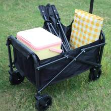 Foldable Track And Field Equipment Transport Trolley | Large Capacity Camping Wagon | Foldable Multifunctional Outdoor Trolley | 300kg Load Capacity, Large Capacity Adjustable, For Track & Field/Camping - Black - View 12