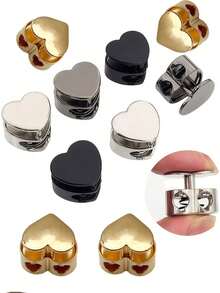 4pcs/8pcs Heart-Shaped Metal Adjustable Spring Buckle, Multi-Function Rope Clasp Fastener, Handmade Sewing DIY Accessories, Suitable For Hats, Umbrella Ropes, Shoelaces, Bags, Clothing, Pants Waist Drawstrings, Swim Goggles And Gloves Outdoor Gear, Multiple Colors Available (Gold, Silver, Black, Dark Gray), No-Sew Adjustable, Durable, Electroplated Metal Round Rope Lock, Drawstring Clip With Spring Buckle, Essential For Handmade Sewing - Heart - View 6