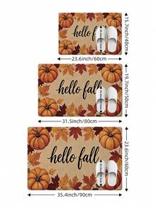 DAJIANG 1PC Autumn Harvest Welcome Doormat, Pumpkin Harvest Minimalist Area Rug, Cashmere Material, Thermal Lined, Thickened, Cute Cartoon, Comfortable Soft Casual Style, Machine Washable, Suitable For Kitchen, Bathroom, Dining Room, Hallway, Party, Gathering, New Year, All Seasons, Autumn Yard Decor, Autumn Home Decor, Room Decor, Festival Decor Room - Multicolor - View 6