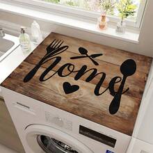 (Hot !!) 1pc Vintage Wooden Board Pattern, 2D Printed Flat Stove Mat, Rubber Non-Slip Heat-Resistant Stove Cover Pad, Suitable For Induction Cooktop, Glass Stove, Multi-Function Scratch-Resistant Mat, Best Choice For Oven, Washing Machine, Dryer, Kitchen Decor. - Multicolor - View 12