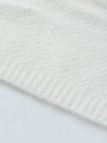 White Design Long Sleeve Sweater Women Winter Slouchy Base Layer Top - White - View 6