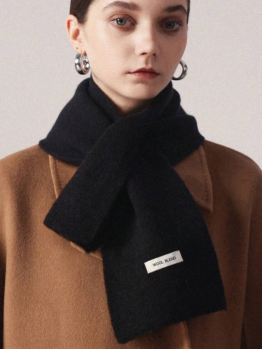 1件女款黑色交叉小圍巾,優雅百搭保暖柔軟護頸圍巾,適合日常穿著、外出與節日穿搭 - 多款式 - 查看 1