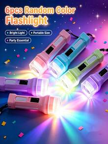 6pcs Random Color LED Flashlight Lanyard Portable Lighting Lamp Outdoor Creative Small Flashlight Holiday Lighting Outdoor Decoration Mother's Day Easter Christmas Decoration Perfect Gift - Transparent Flashlight - View 1