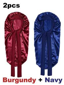 2/1pc Women's Long Satin Faux Silk Bow Sleep Cap, Large Size Braided Curly Hair Sleeping Cap, Suitable For Sleeping And Daily Beauty Use - Multicolor - View 18