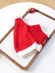 PETCIRCLE 1PC Pet Accessory Small Dog Puppy Cat Cute Versatile Windproof Warm Lightweight Breathable Pointed Knit Hat - Red Christmas - Red - View 4