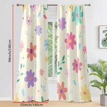 2pcs Pink Floral Curtains, Rod Pocket Design For Privacy Protection, Suitable For Bedroom, Living Room, Dining Room, Balcony, Tea Room, Basement And Other Home Decor. Birthday Gift, Suitable For All Seasons - Multicolor - View 16