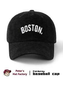 1pc Unisex Semi-Circle BOST Embroidered Corduroy Baseball Cap, Fashionable Sports Duck Bill Hat, Sun Protection Breathable Outdoor Hat, Adjustable Hat Circumference, Suitable For Outdoor Sports, Camping, Climbing, Fishing - A - View 15