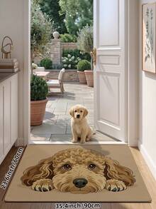 DAJIANG 1pc Multicolor Dog Cartoon Cute Doormat Rug, Suitable For Bathroom, Kitchen, Outdoor, Indoor, Bedroom, Living Room, Bedside, Machine Washable Easy To Clean, Non-Slip Backing Entryway Mat - Curly Poodle - Khaki - View 14