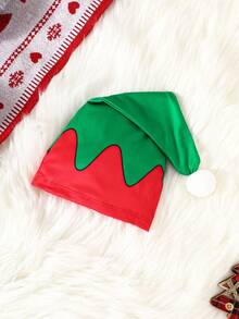 Christmas Baby Girl Spring/Autumn Cute Cartoon Candy Cane Print Long Sleeve Dress + Hat 2pcs Set - Green - View 8