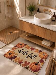 DAJIANG 1PC Autumn Harvest Welcome Doormat, Pumpkin Harvest Minimalist Area Rug, Cashmere Material, Thermal Lined, Thickened, Cute Cartoon, Comfortable Soft Casual Style, Machine Washable, Suitable For Kitchen, Bathroom, Dining Room, Hallway, Party, Gathering, New Year, All Seasons, Autumn Yard Decor, Autumn Home Decor, Room Decor, Festival Decor Room - Multicolor - View 5