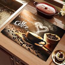 1pc Coffee Pattern, 2D Printed Flat Stove Protector Mat, Rubber Non-Slip Heat-Resistant Stove Cover Pad, Suitable For Induction Cooktop, Glass Stove, Multi-Functional Anti-Scratch Mat, Best Choice For Oven, Washing Machine, Dryer, Kitchen Decor - Multicolor - View 9