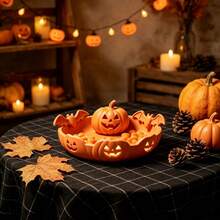 3D Printed Pumpkin Snack Tray Reusable Candy Container Party Supplies - Orange Color - View 4