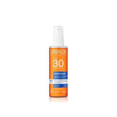 Uriage Bariésun Aceite Seco Embellecedor SPF30 200ml - Aceite Seco, Hidratación, Protección UVA, Protección UVB, Aquaspongines, Vitamina C, Vitamina E, Uriage Agua Termal, Hipoalergénico, No Comedogénico, Envase Reciclable, Aprobado Por Dermatólogos