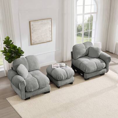 Sofa Grey Made Of Chenille For Living Room And Lounge