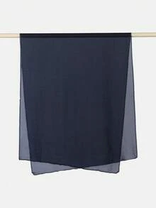 1件女款純色刺繡愛心蕾絲長圍巾，輕盈百搭透氣親膚，全包邊刺繡邊緣，柔軟垂墜高級感，適合日常穿搭 - 藏青色雪紡-愛心蕾絲款 - 查看 9
