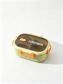Flip-Top Snap-Lock Divided Plastic Bento Box, Microwave- Leak-Proof Lunch Box With Spoon, Portable For Students, Office Workers And Outdoor Use - Multicolor - View 12