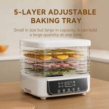 HONGMEI 5-Layer Food Dehydrator | Multi-Functional Home Appliance | Suitable For Making Beef Jerky, Fruits, Vegetables And Pet Treats | High Heat Air Circulation | 5 Stackable Trays - US A Type Plug(110-127V) - View 3