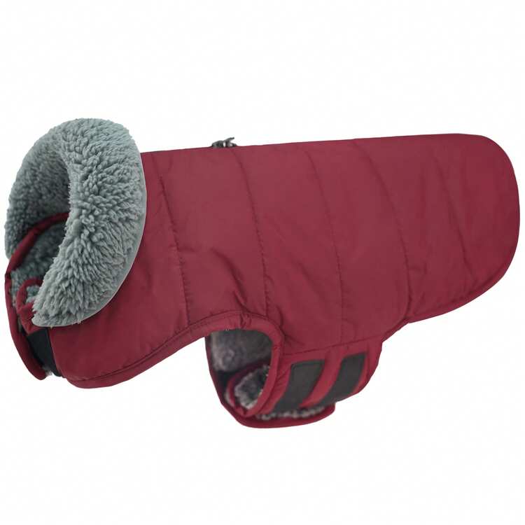 Dog Winter Coat, Warm Fleece Vest With Built-In Drawstring Holes And Reflective Strips, Suitable For Small And Medium Dogs In Cold Weather And Snow - Burgundy - View 9