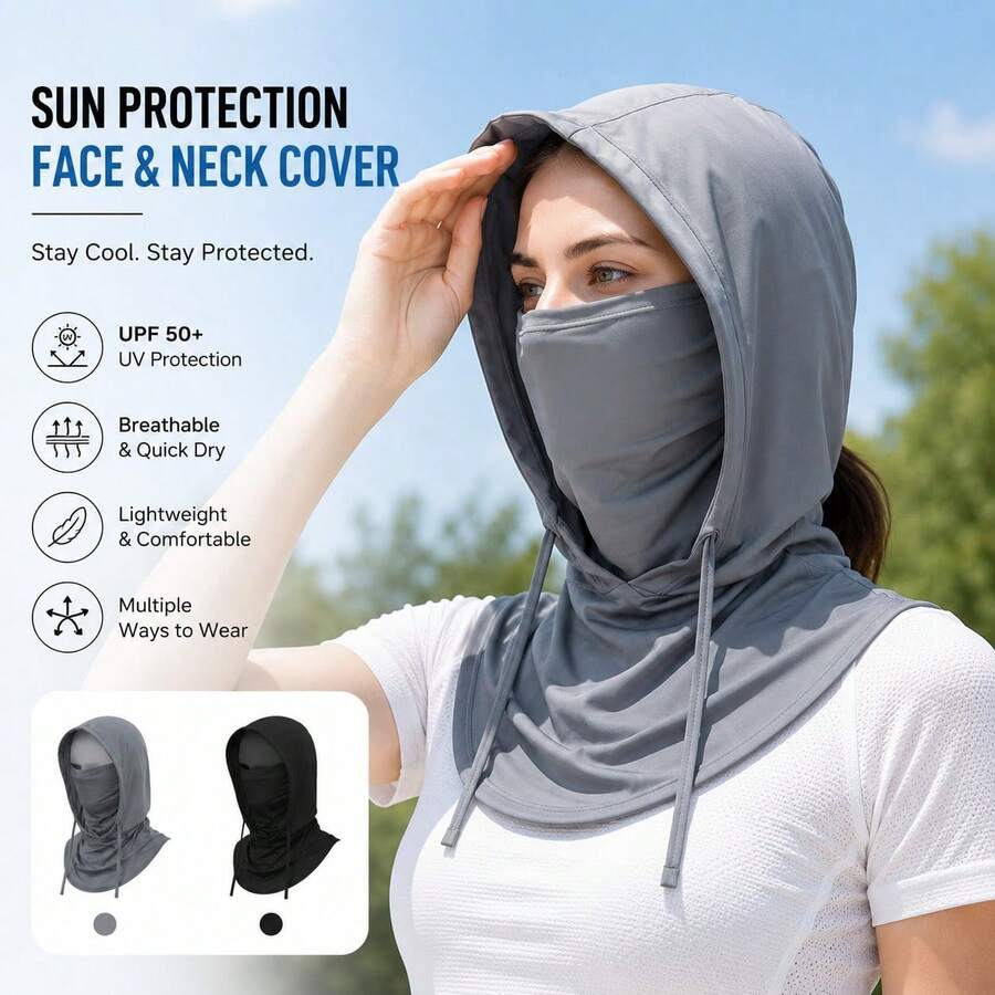 1pc Spring/Summer Sun Protection Hat, Neck Coverage, Large Area Coverage, Includes Hat, Mask, Neck Gaiter, Sun Hood, Breathable And Portable, Suitable For Men And Women Full Face Mask - Multicolor - View 1