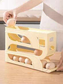 Sliding Egg Storage Box, Refrigerator Egg Organizer, Large Capacity Egg Dispenser Rack, Space-Saving Kitchen Storage Container, Cabinet Countertop Home Storage Accessory, Ideal Gift For Family And Friends - Multicolor - View 5