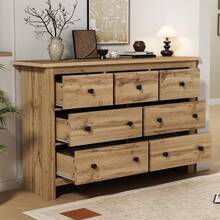 Sideboard With Storage Brown Made Of Wood For Dining Room And Living Room - Brown - View 7