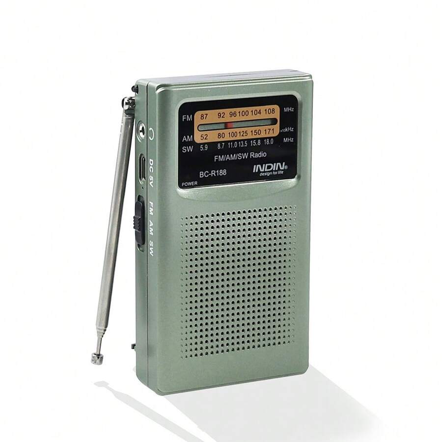 Đài radio cầm tay INDIN AM FM SW sóng ngắn, radio bỏ túi dùng pin sạc hoặc 2 pin AA, đài transistor thu sóng tốt cho khẩn cấp, làm quà tặng cho gia đình và người cao tuổi - Xem 1
