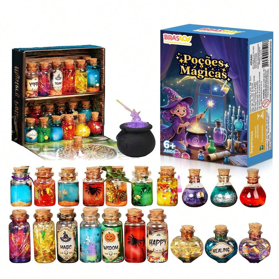 Laboratório De Química Infantil Poções Mágicas com 20 Frascos, Caldeirão e Glitter - Multicolorido - Visão 1