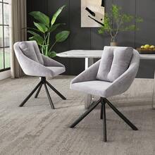 Dining Chair Grey Made Of Velvet For Kitchen And Dining Room - 灰色 - 查看 2