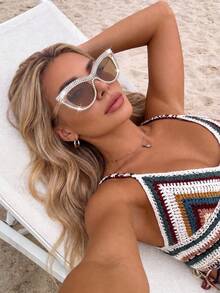 1 Pair Rhinestone Cat Eye Women's High-End Personalized Party Fashion Glasses - Multicolor - View 3