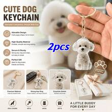 2pcs Pet Hair Commemorative Keychain Pendant, Cute Transparent Dog Hair Collection, Creative Dog Shaped Keychain Designed Specifically For Collecting Pet Hair, Can Be Used As A Souvenir - Multicolor - View 1