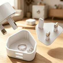 2PCS/1PC White UK Triangle Plug Shaped Portable Storage Box, Removable Lid Mini Organizer Container For Jewelry Accessories And Daily Small Items, Suitable For Travel, Office And Home Storage - Multicolor - View 1